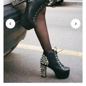 Glaze Black Studded Heeled Boots (suede like material)